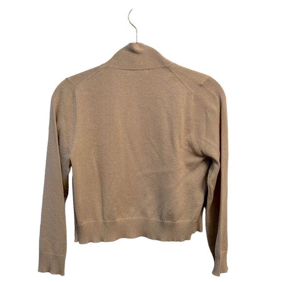 Calvin Klein Small Gold Sparkly Open Front Crop Cardigan NWOT  10 0341 - Picture 4 of 6